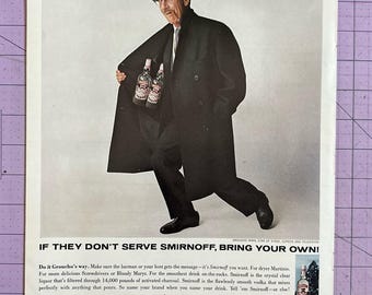 1965 Smirnoff Vodka Groucho Marx Recommendation Vintage Print Ad