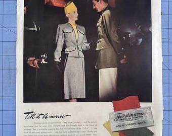 1943 Forstmann Woolen Company Virgin Wool Military Man Vintage Print Ad