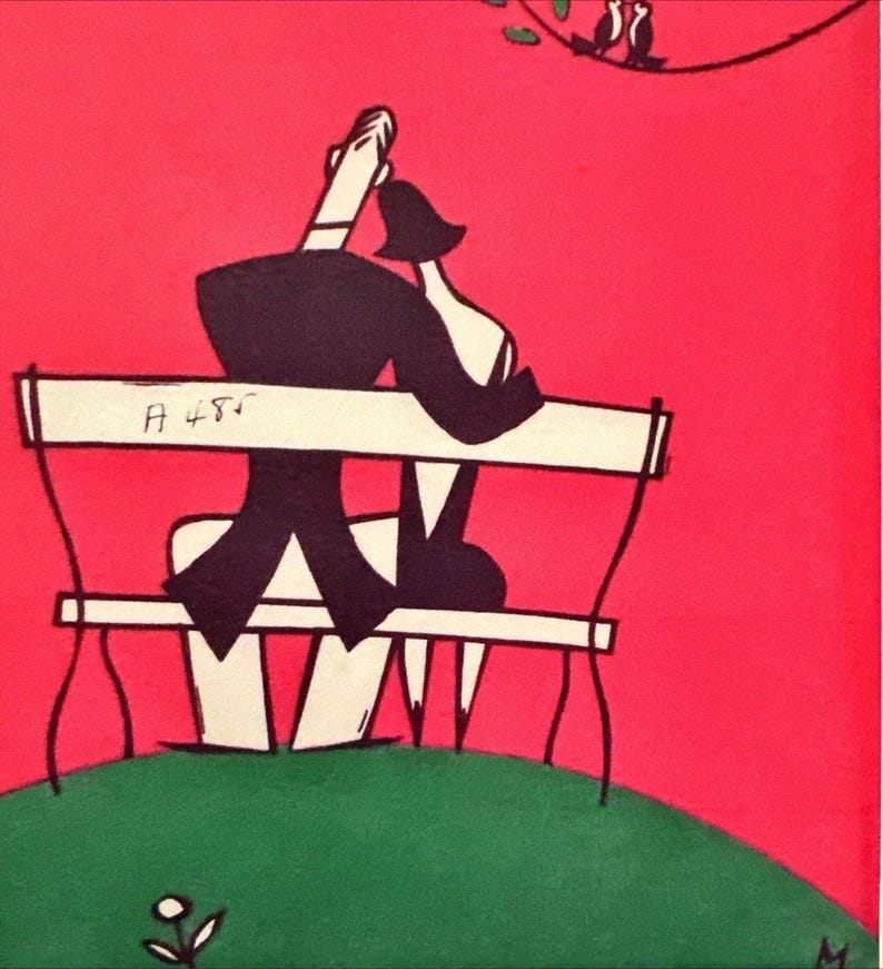 Framed 1925 The New Yorker Magazine May 23 Mikey Couple on Bench image 2