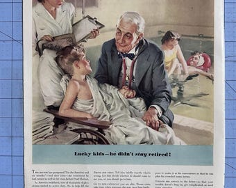 VTG 1943 Orig Magazine Ad PHARMA Wyeth Lucky Kids He Didn't Stay Retired
