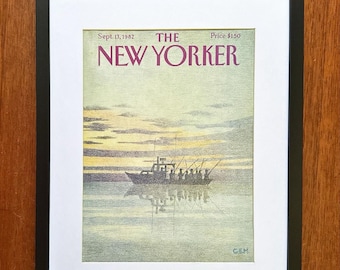 Framed 1982 The New Yorker Magazine Sept 13 Cover Charles E Martin Fishing Yacht