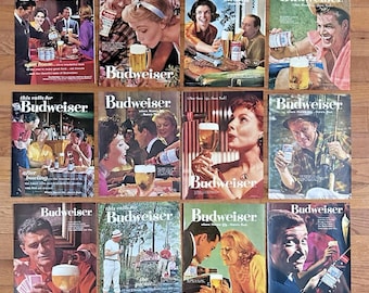 Lot of 12 Vintage Budweiser Beer Magazine Ads 1960’s