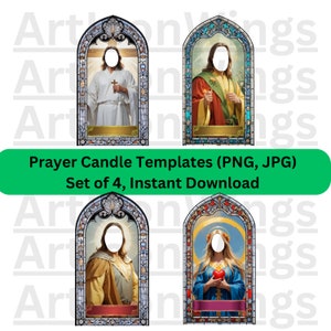 PNG Prayer Candle Templates (Set of 4), JPEG Prayer Candle Templates, Saint Image png, prayer candle png & jpg, Digital Download Templates