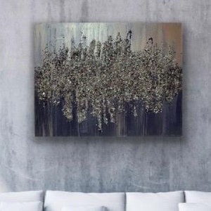 Navy Blue, Silver, White Glitter and Shattered Glass Bling Painting| Glam Art| Bling Art| Glitter Wall Decor| Nautical Decor| Original Art