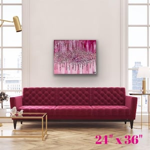 Pink and Silver Glitter Glass Painting|Sparkly Glam Decor|Handmade Acrylic Painting|Sparkly Modern Art|Girl Decor|Pretty wall hanging|bling