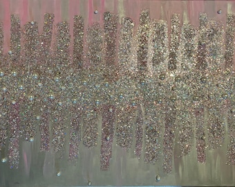 Pintura de vidrio roto con purpurina rosa y plateada: Arte glamoroso en oro rosa