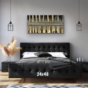 Abstract Black Silver Wall Art, Modern Glam Metallic Painting on Canvas, Handmade Glitter Wall Art for Living Room, Handmade Glass Painting