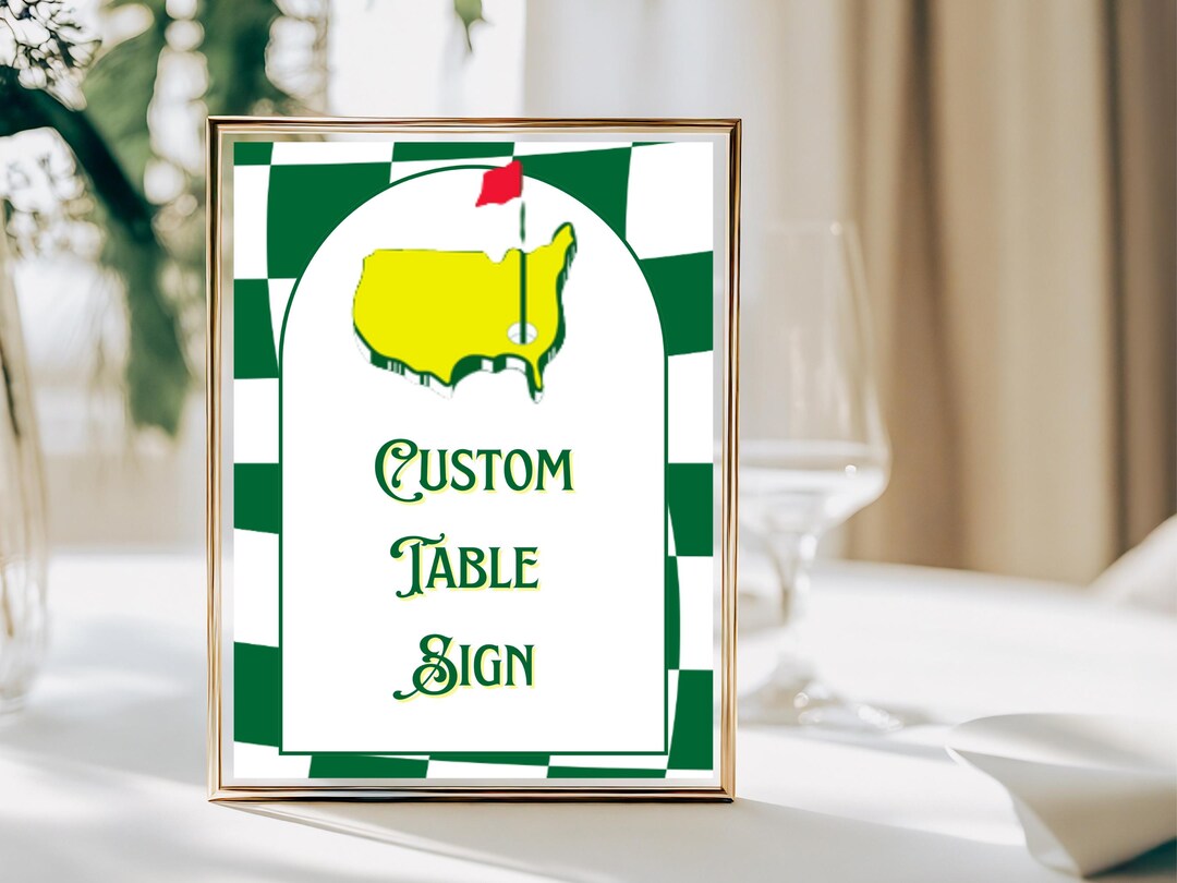 Table Sign Golf Master Golf Table Sign: Green and Yellow Birthday Template (digital ...