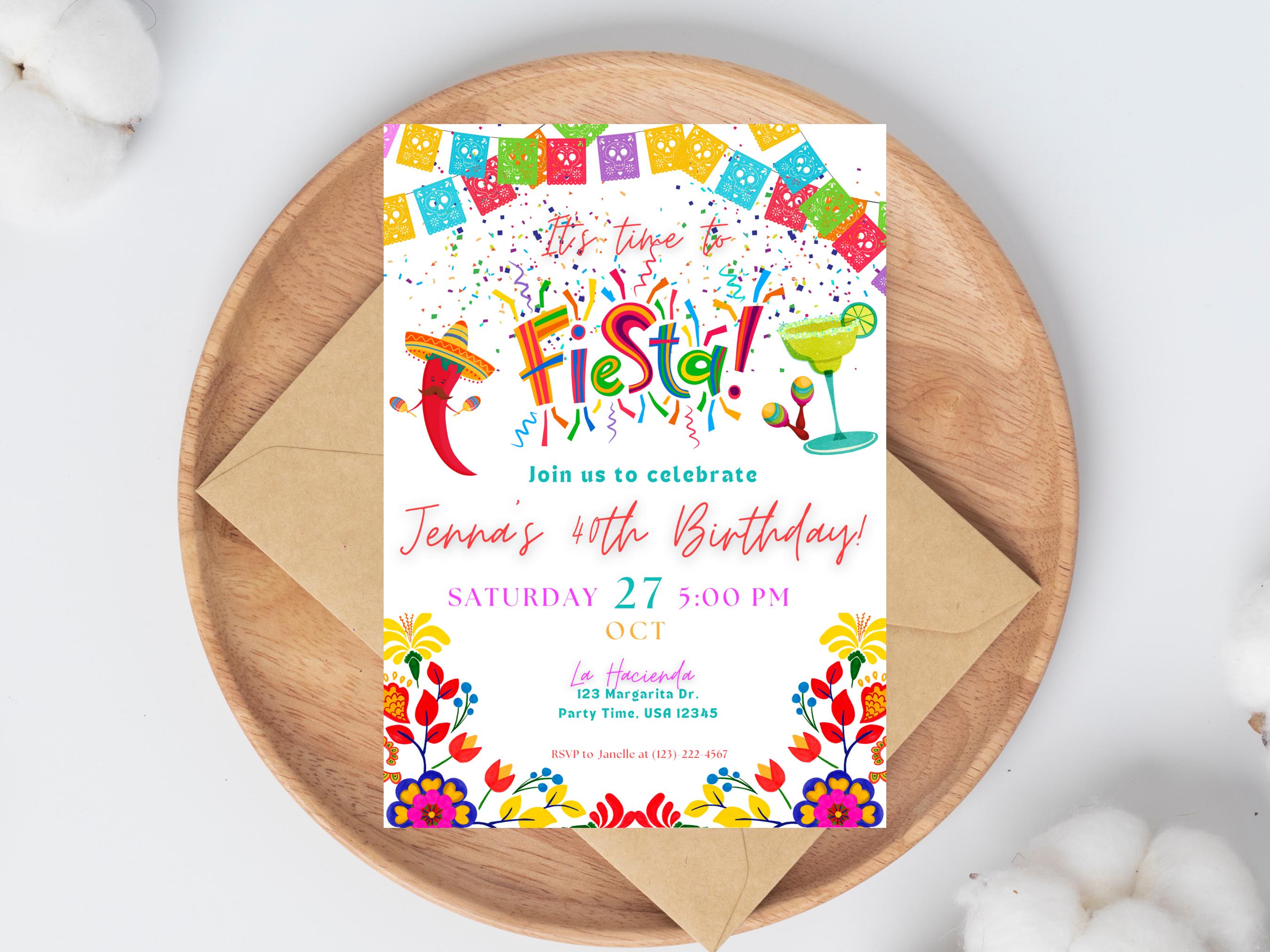 Feista Invitation Fiesta Party, Editable Invitation, Fiesta Flyer, Birthday Party ...