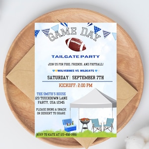 Football Tailgate invite, Tailgate invitation, Game day invite, Football party, Game day Tailgate party, Tailgate party, Football tailgate