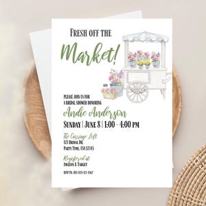 Floral Bridal Shower Invitation: Farmer&#39;s Market Template (Digital Download)