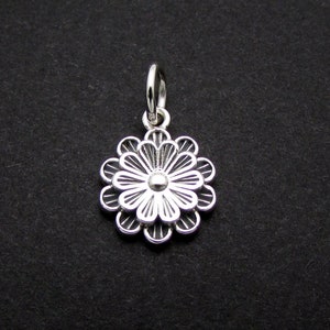 Sterling Silver Pendant, Sterling Silver Charm, Sterling Silver Flower Pendant, Sterling Silver Flower Charm, Flower Pendant, Flower Charm
