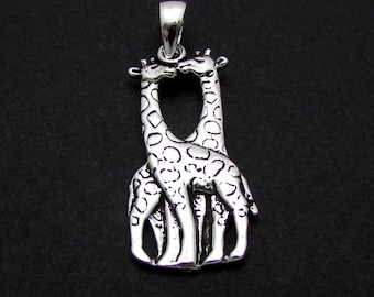 Sterling Silver Giraffe Pendant Necklace, Giraffe Necklace, Giraffe Pendant, Giraffe Charm, Pendant Necklace, Charm Necklace