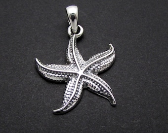 Sterling Silver Pendant, Sterling Silver Charm, Sterling Silver Starfish Pendant, Starfish Pendant, Starfish Charm