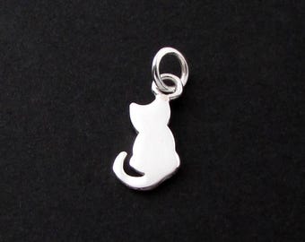 Sterling Silver Tiny Cat Charm, Sterling Silver Tiny Cat Charm Bracelet, Tiny Cat Charm, Kitty Cat Charm