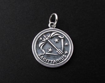 Sterling Silver Sagittarius Charm, Sterling Silver Sagittarius Pendant, Sagittarius Pendant, Sagittarius Charm, Zodiac Sign Pendant