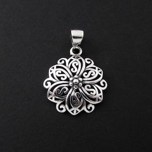 Sterling Silver Flower Pendant, Sterling Silver Flower Charm, Flower Pendant, Flower Charm