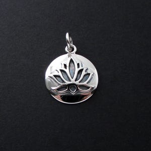 Sterling Silver Lotus Flower Pendant Necklace, Lotus Flower Necklace, Lotus Flower Pendant, Lotus Flower Charm Necklace, Lotus Flower Charm