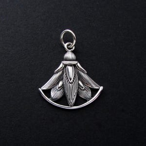 Sterling Silver Lotus Blossom Pendant Necklace, Lotus Blossom Necklace, Cham Necklace, Lotus Pendant, Lotus Necklace, Pendant Necklace
