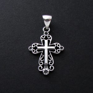 Sterling Silver Cross Pendant Necklace, Cross Pendant Necklace, Cross Charm Necklace, Cross Pendant,  Sterling Silver Pendant