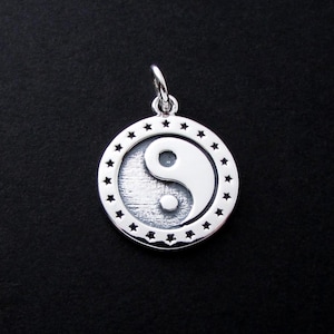 Sterling Silver Yin Yang Pendant Necklace, Yin Yang Necklace, Yin Yang Pendant, Yin Yang Charm Necklace, Yin Yang Charm