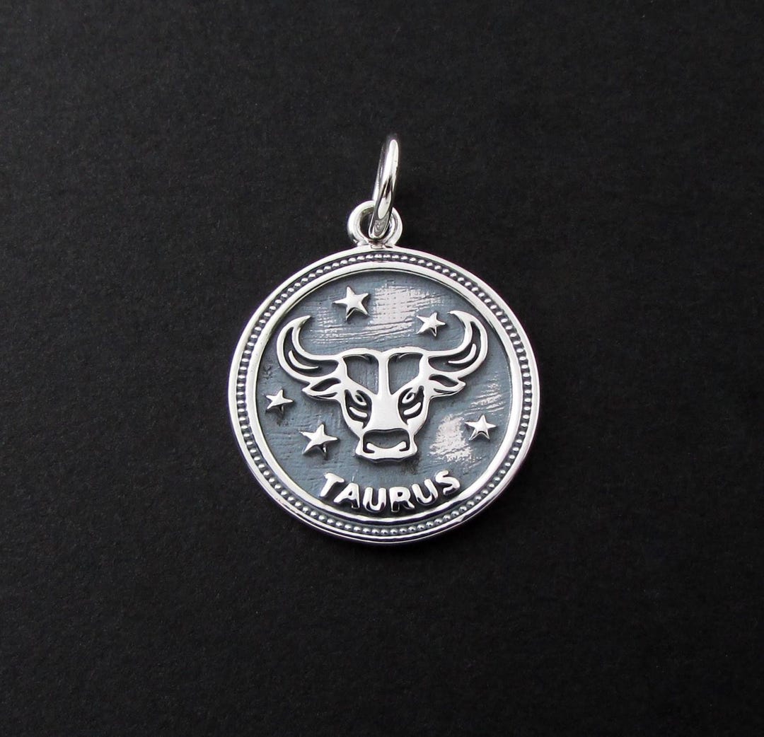 Taurus Charm Sterling Silver Taurus Charm, Sterling Silver Taurus Pendant, Taurus ...