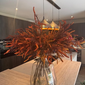 Artificial Orange Spray Stem – Tall Faux Autumn Floral Branch, Textured Real Touch Stem for Vase Styling, Rustic Fall Home Décor Arrangement