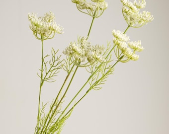Real Touch Queen Anne’s Lace Flower Stem – Artificial White Wildflower Spray