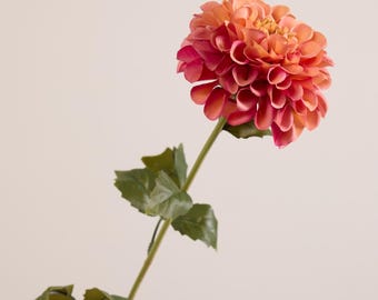 Real Touch Dahlia Stem - Pink Coral Artificial Flower