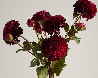Artificial Large Dahlia Stem in Mauve – Real Touch Faux Flower for Bouquets, Arrangements and Home Decor