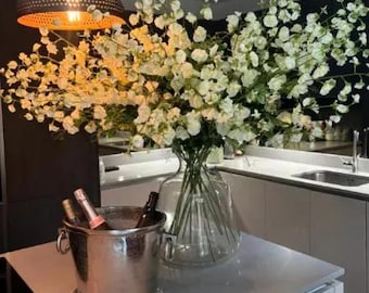 Ramo de guisantes de olor extralargo de lujo en blanco, arreglo floral artificial, flores de verano, ramo de boda y decoración del hogar.
