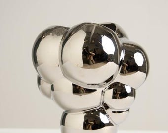 Chrome Bubble Vase | Sculptural Metallic Vase | Modern Art Object | Contemporary Silver Home Decor | Statement Vessel for Artificial Flowers