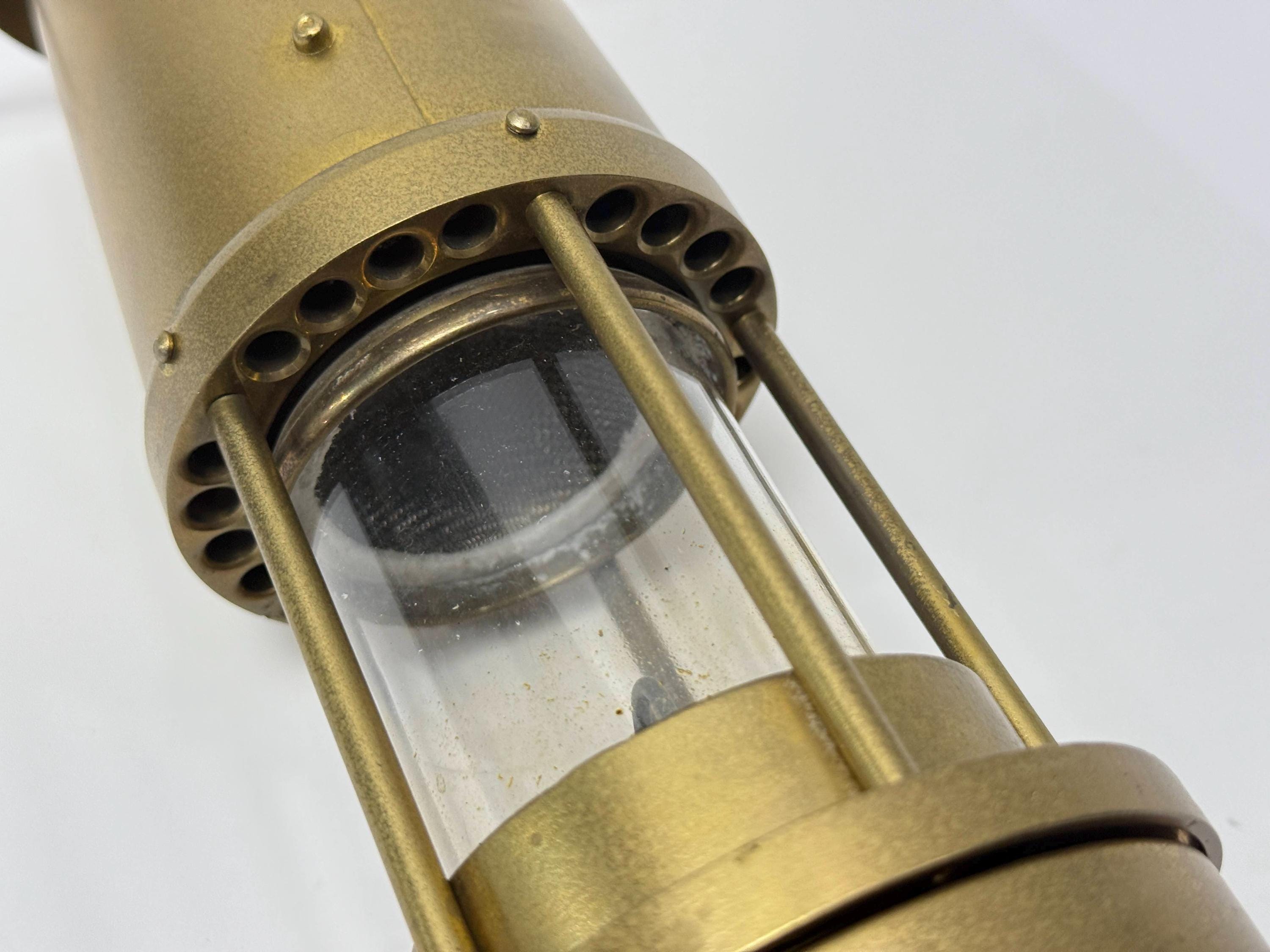 Vintage Brass Cambrian Miners Safety Lamp / Sir Clanny Replica