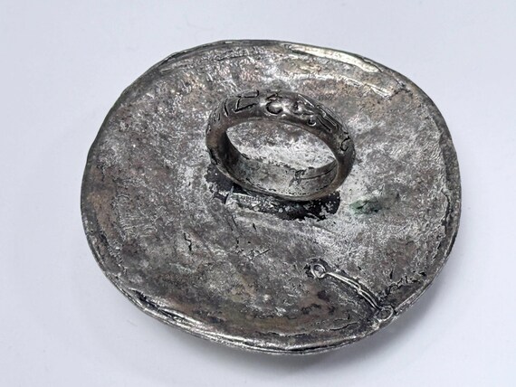 Oversized Brutalist Statement Ring Silver Tone Re… - image 2