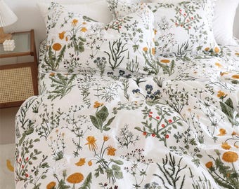Dandelion Floral Pure Cotton Bedding Set – Soft Luxury Bed Sheets