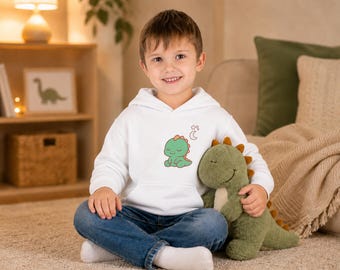 Sleepy Dino Toddler Hoodie, Kids Dinosaur Pullover, Cozy Fleece Top