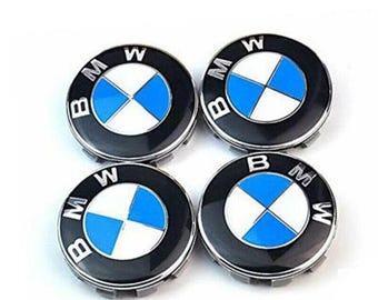 Conjunto de 4 calotas centrais para rodas, azuis, BMW 68mm