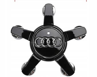 Audi Hub Cap 135mm Black Wheel Center Logo Rim Emblem 5 Stars 4FO601165N 4F0601165N