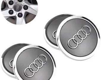 4x Audi Hub Cap 69mm Grey Wheel Center Logo Rim Emblem