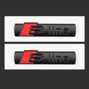 2 Audi S-Line Logo Emblem Självhäftande Sline Matt Svart Metall 7cm