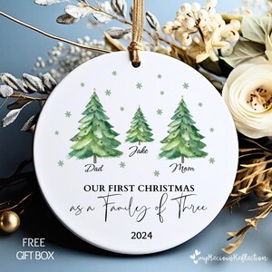 Family of Three Personalized Christmas Ornament - Baby&#39;s First Christmas Ornament - Family of 3 - Family Ornament - Christmas Tree Ornament