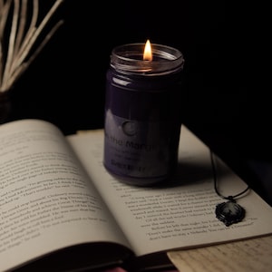 Plum & Patchouli Soy Candle | Sensual Dark Academia Musky Scent | Oriental with Vanilla to Soften | 60 Hr Burn | In the Margins