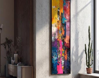 Abstract Art Long Narrow Canvas Wall Decor - Extra Large Textured Framed Canvas