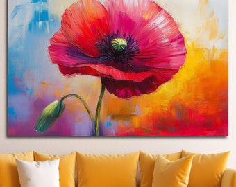 Poppy Canvas Art: Floral Wall Art Print, Framed or Rolled, Poppy Wall Art