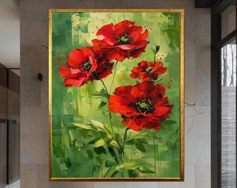 Roter Mohn Leinwanddruck: Florale Wandkunst, Original Blumenbild