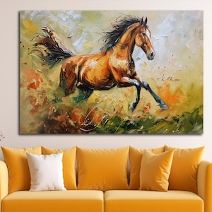 Running Horse Canvas Art: Framed Wall Hanging