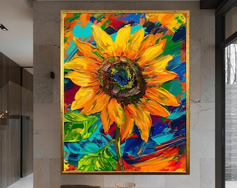ひまわりの絵画 オリジナル水彩画 オリジナルアート 8 x 6
