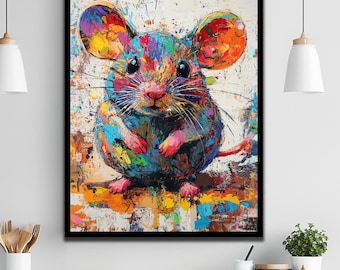 Bunte Maus Print: Lustiges Tierbild