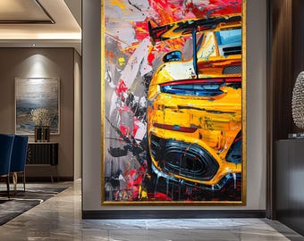 Car Canvas Print, Modern Garage Art, Man Cave Decor, Garage Sign