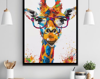 Bunte Giraffe Leinwand Wand Kunst: Lustige Tier Wand Dekoration